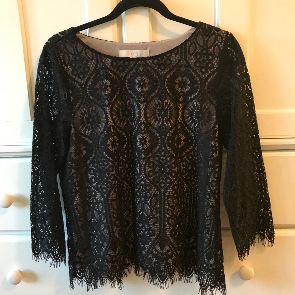 Lace long sleeve Anne Taylor Loft blouse.